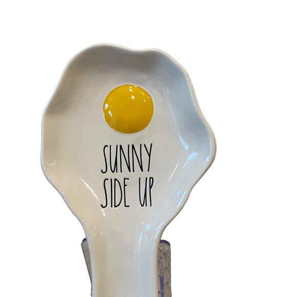 RAE DUNN Sunny Side Up Ceramic Spoon Rest Yellow | White | Black NEW - Picture 9 of 10